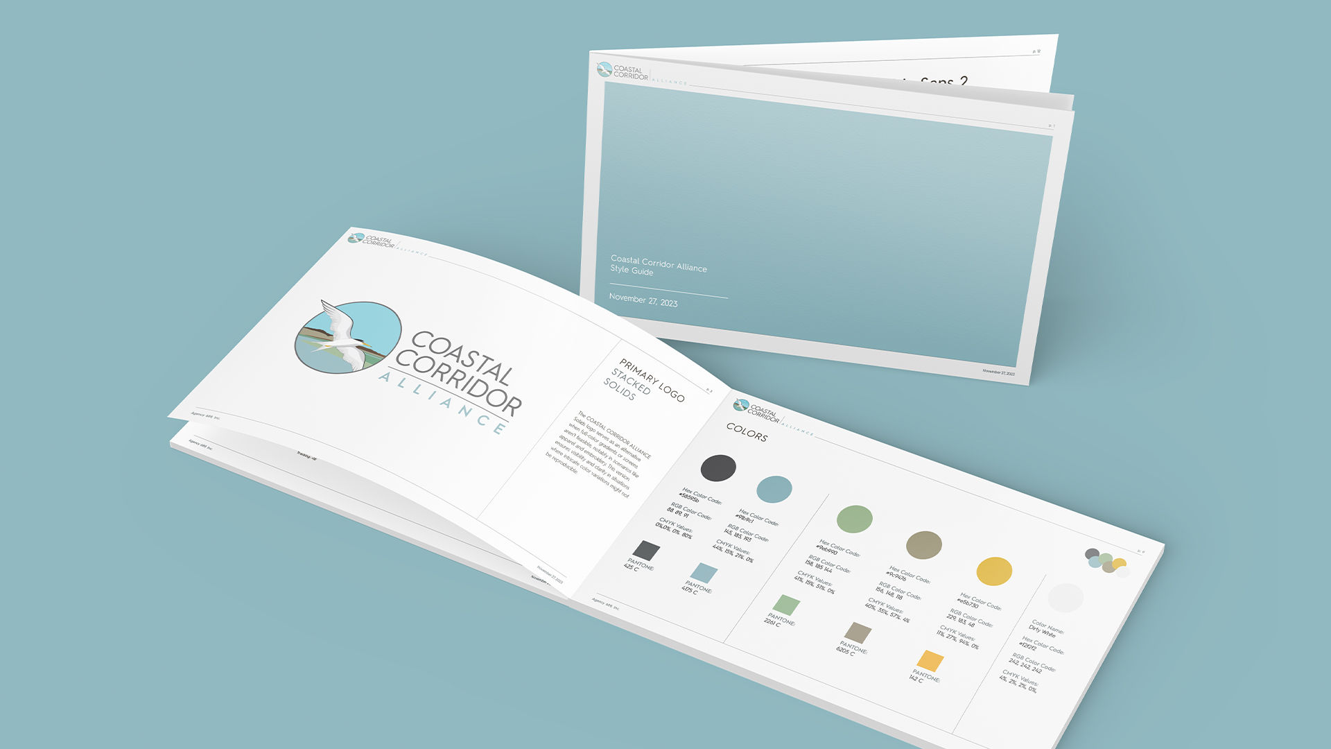 Coastal Corridor Alliance brand book cover and palette