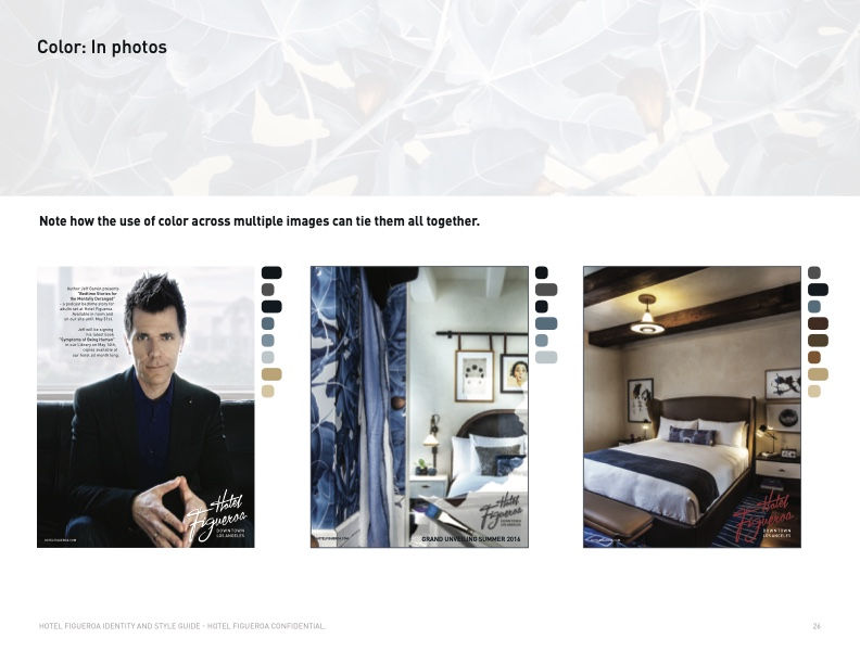 Hotel Figueroa photography direction page