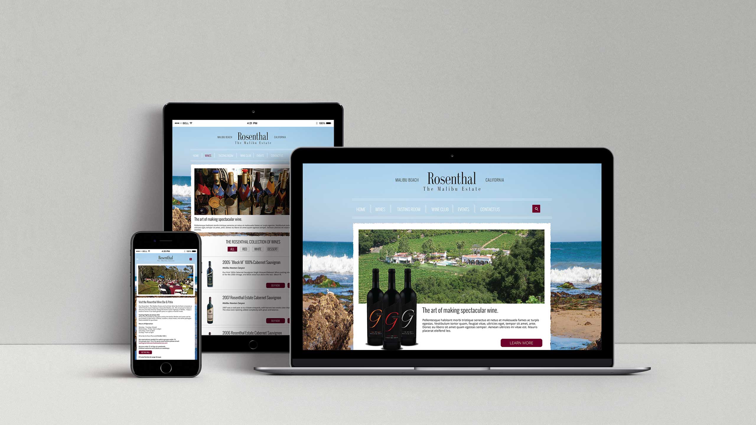 Rosenthal Estate Wines website design