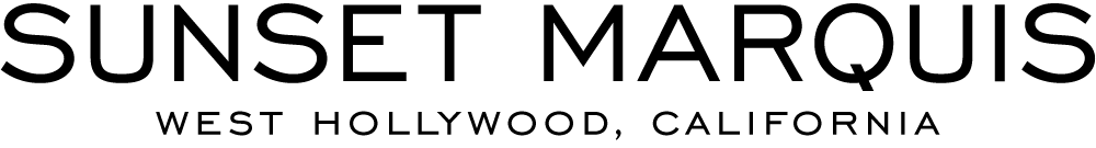 Sunset Marquis wordmark with West Hollywood location