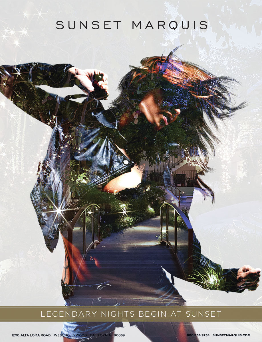 “Legendary Nights Begin at Sunset” print advertisement featuring a dancer