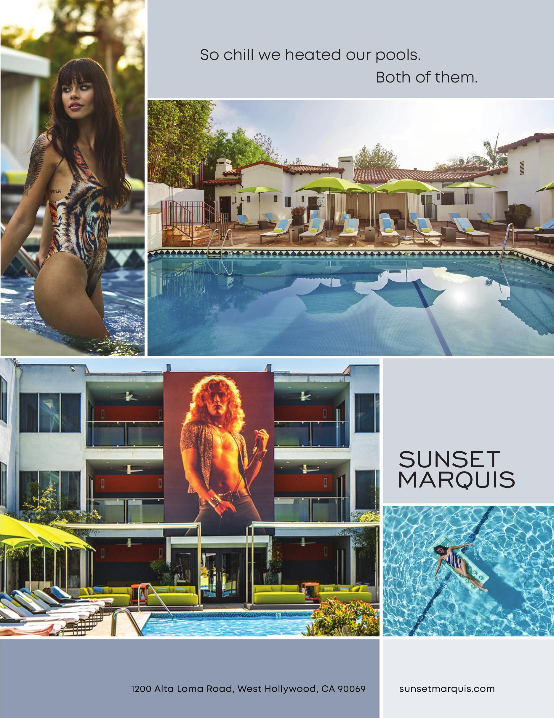 Sunset Marquis heated-pools advertising collage