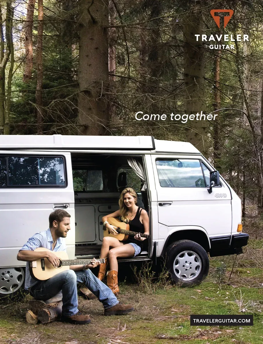 Traveler Guitar campaign ad